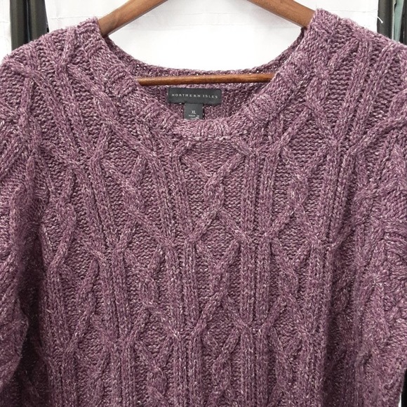 Cozy Purple Chunky Cotton Blend Spring Beach Sweater - Picture 5 of 8